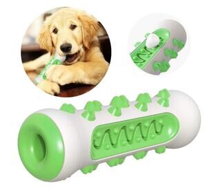 No Brand Green & White Dog Teething Stick Interactive Dental Care Chew Toy - GUC